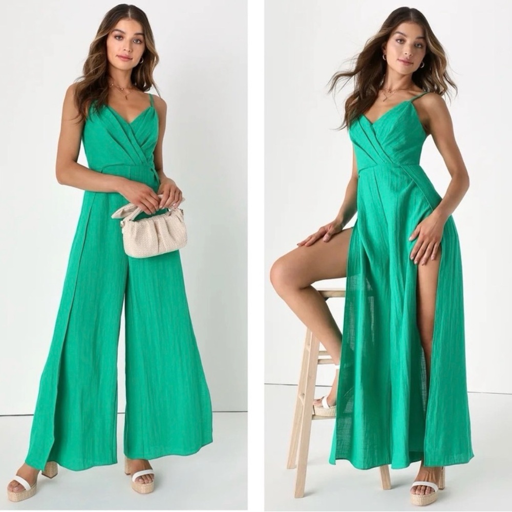 Lulus island dreaming wide leg flyaway jumpsuit XL